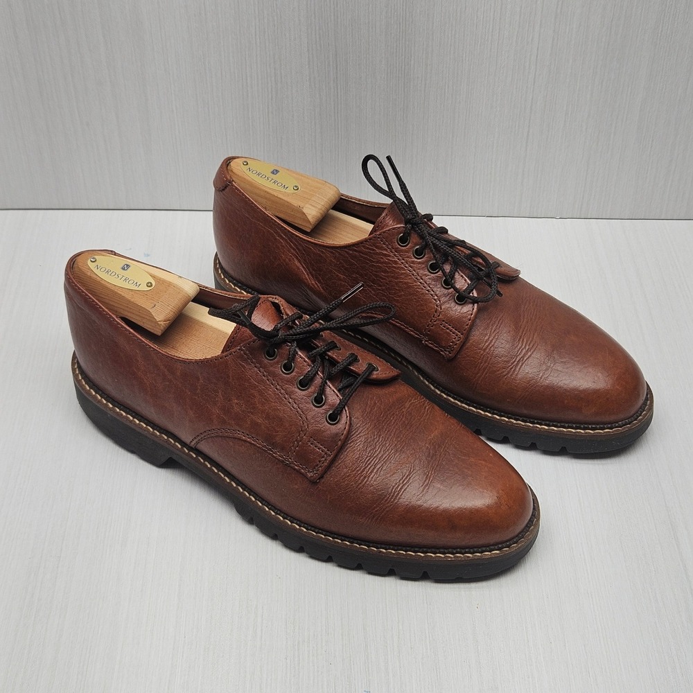 HS Trask Mens 8.5 M Brown Bison Leather Derby Shoes Made in USA 401286 Lug Sole